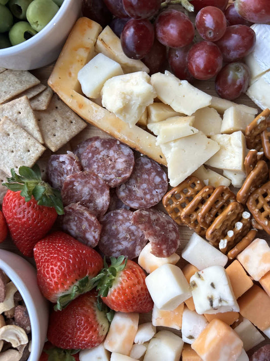 Modern salami snack board for hosting 