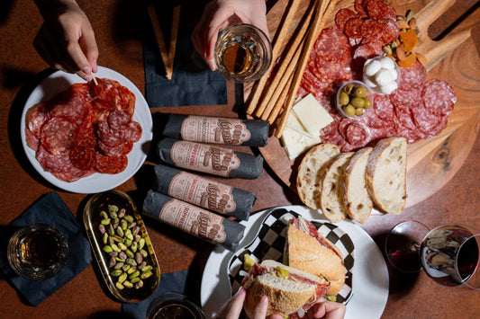 Gifted artisan salami displayed on a dinner table